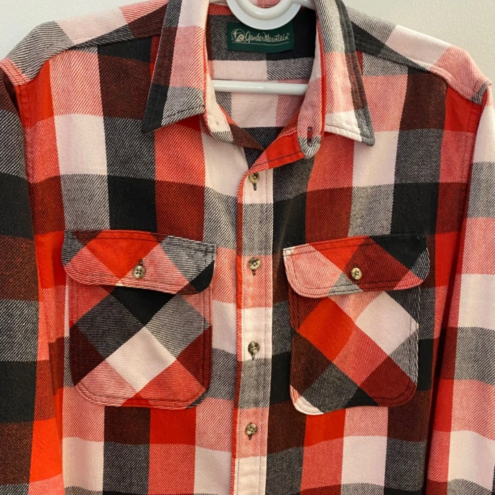 Gander Mountain Red Black White Flannel Shirt - Size XL - Picture 2 of 7